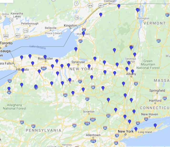 谷歌地图显示康奈尔合作延长办事处的位置