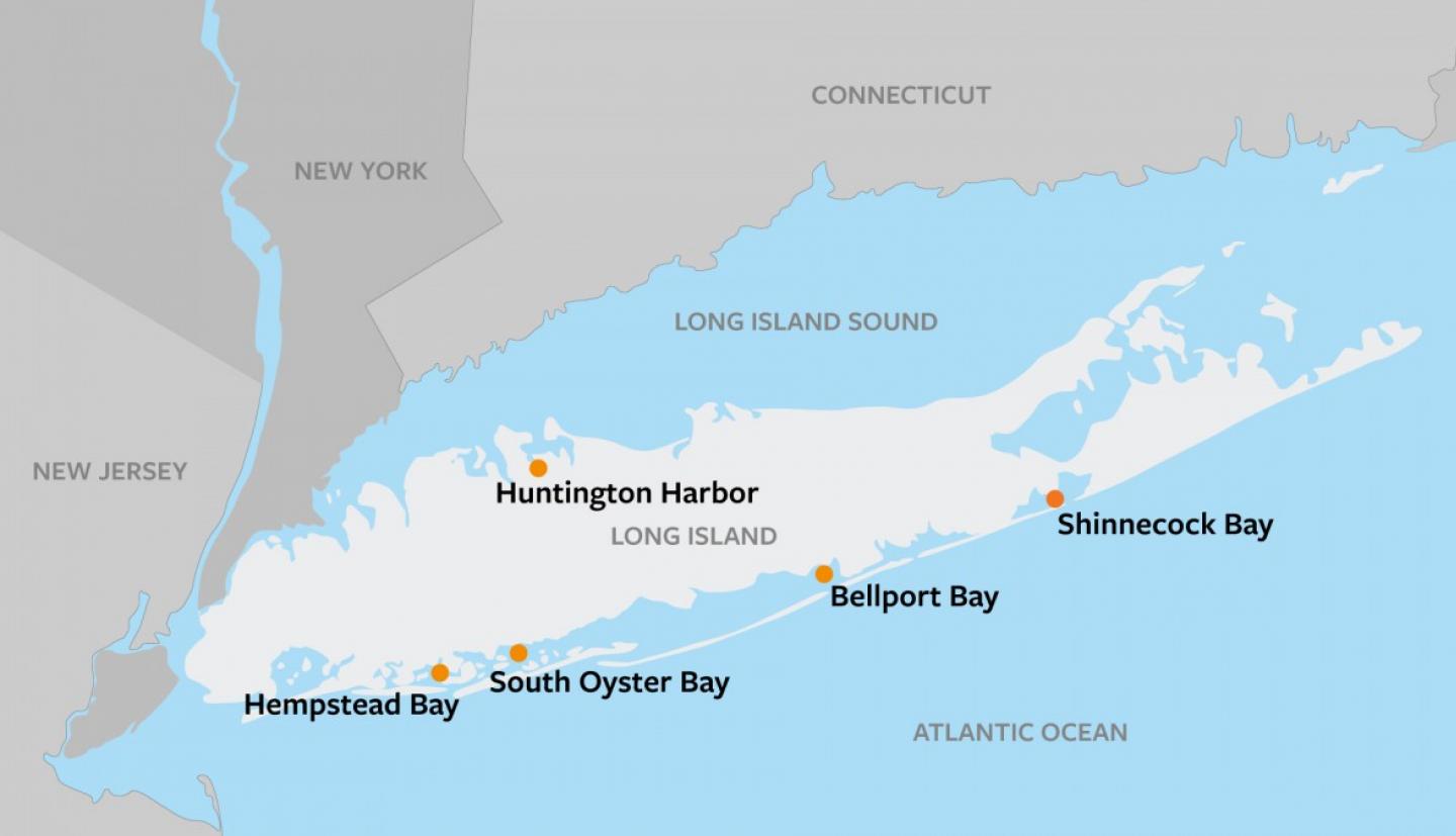 长岛地图突出了庇护所在地
